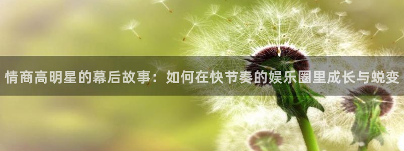 摩根娱乐平台：情商高明星的幕后故事：如何在快节奏的娱乐圈里成长与蜕变
